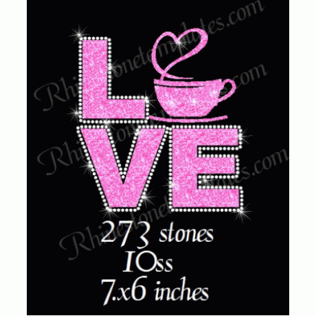 LVE Coffee Rhinestone Download EPS SVG PLT