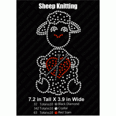 Knitting Sheep Rhinestone Design EPS SVG