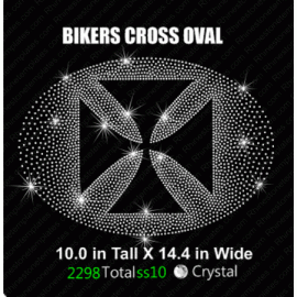 Biker Cross Oval Rhinestone Download EPS SVG