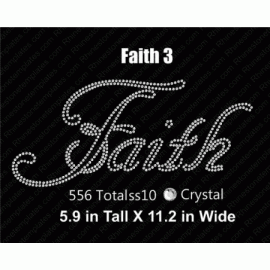 Faith 3 Rhinestone Design Digital Download EPS SVG