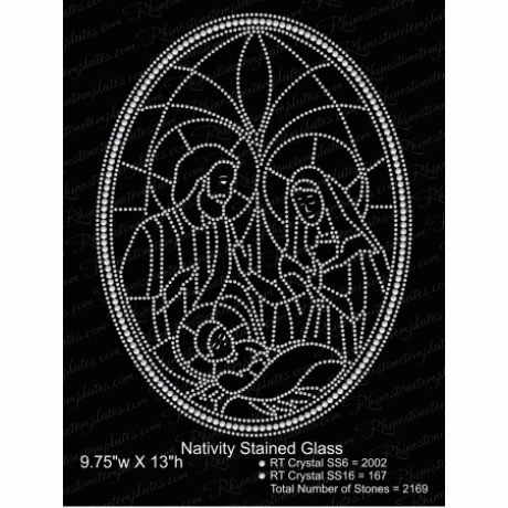 Nativity Stained Glass One color Rhinestone Transfer