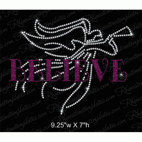 Believe Angel Rhinestone Template