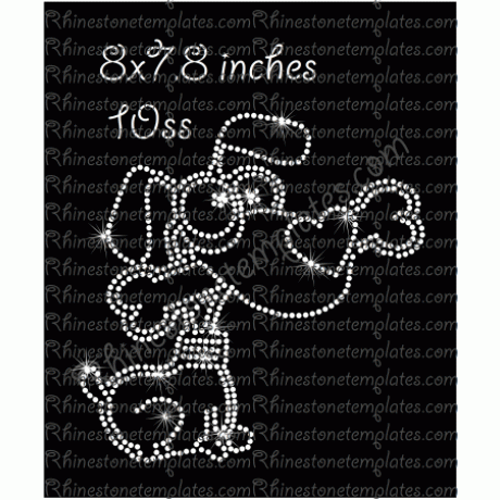 Dog with Bone with Heart Nose Rhinestone Download EPS SVG