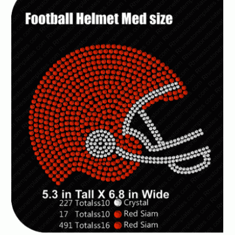 Football Helmet Med Size Rhinestone Template