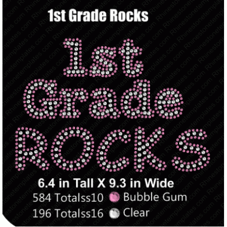 1st Grade Rocks Rhinestone Design eps svg