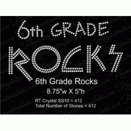 6th Grade Rocks Rhinestone Transfer Motif