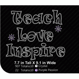 Teach Love Inspire Digital Design Rhinestone EPS SVG