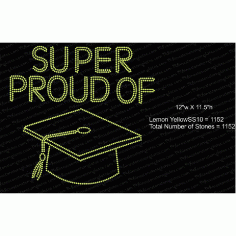 Graduation Cap Super Proud Name Rhinestone Download