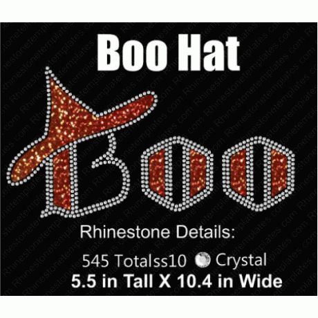 Boo with Hat Digital Rhinestone Download EPS SVG
