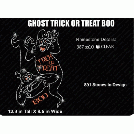 Ghost Trick or Treat Boo Rhinestone Transfer Halloween