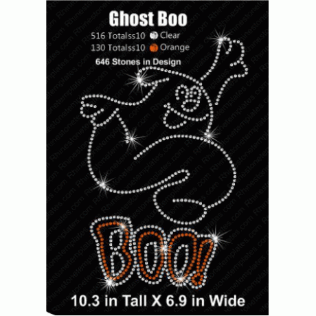 Ghost Boo Rhinestone Transfer Halloween