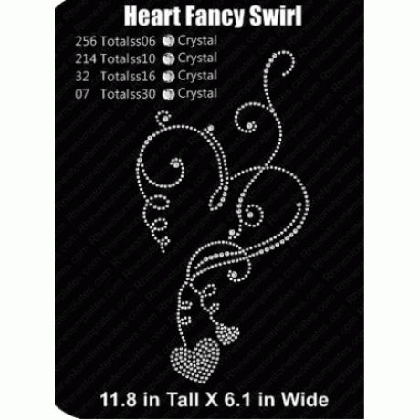 Heart Fancy Swirl Rhinestone Digital Download EPS SVG