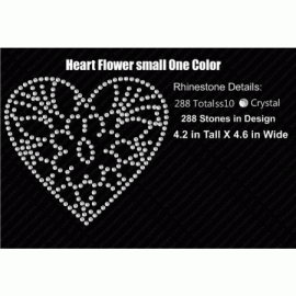 Heart Flower One Color Small Rhinestone Template