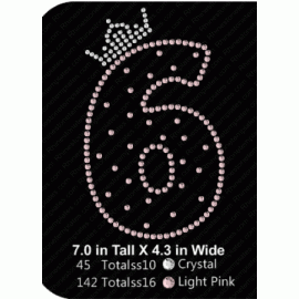 Birthday Number 6 with Crown Design EPS SVG