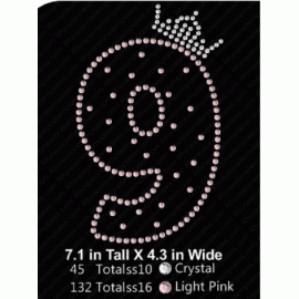 Birthday Number 9 with Crown Design EPS SVG