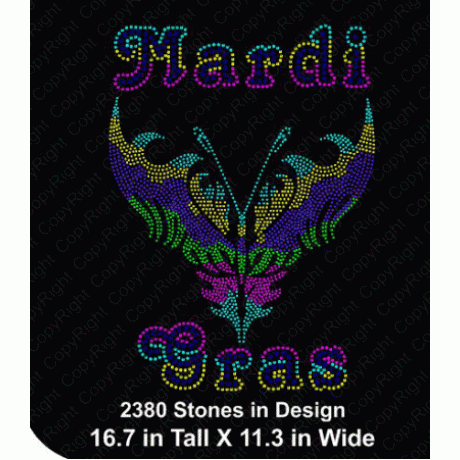 Mardi Gras Butterfly Multi Rhinestone Download EPS SVG