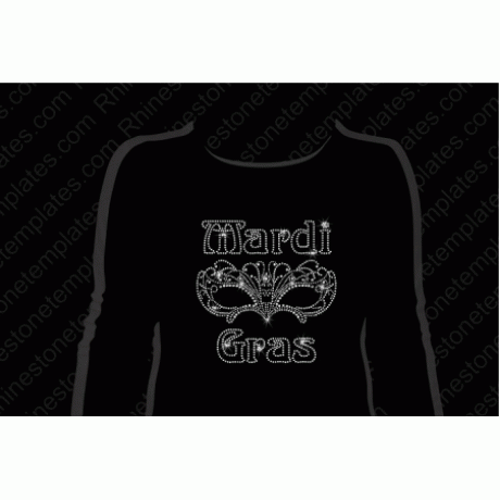 Mardi Gras Mask with Words Rhinestone Download EPS SVG