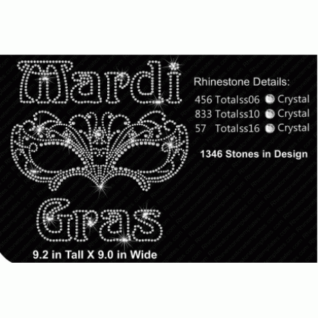 Mardi Gras Mask with Words Rhinestone Download EPS SVG
