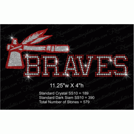 Braves Tomahawk Rhinestone Download EPS SVG