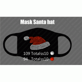 Mask Santa Hat Rhinestone Design EPS SVG