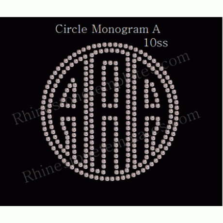 Monogram Circle Font Rhinestones Design EPS SVG PLT