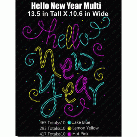 Hello New Year Rhinestone Template Set