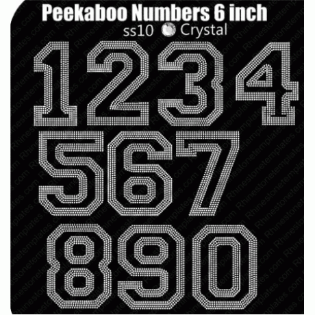 Numbers Peekaboo 6 inch Rhinestone Download EPS SVG