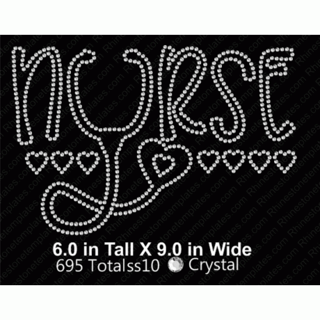Nurse Hearts Digital Rhinestone Download EPS SVG