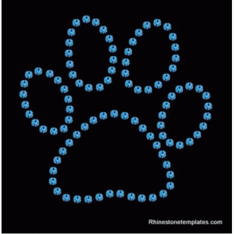 Add on paw Outlined Rhinestone Template