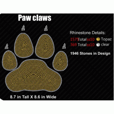 Paw Claws Rhinestone Precut Template