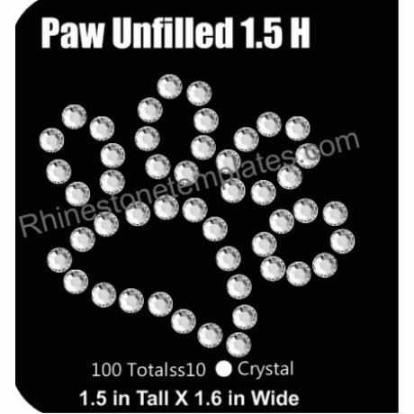 Paw Outline 1.5 H Rhinestone Template