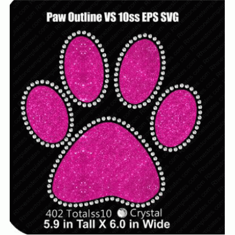 Paw Outline VS 10ss Rhinestone Download EPS SVG