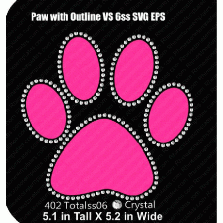 Paw Outline VS 6ss Rhinestone Download EPS SVG