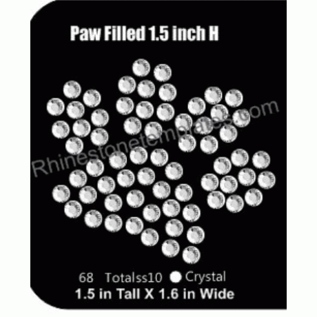 Paw Filled 1.5 H Rhinestone Template