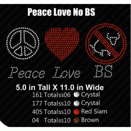 Peace Love No BS Rhinestone Download EPS SVG