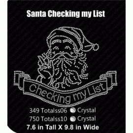 Santa Checking my List Rhinestone Template Precut