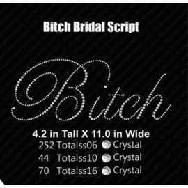 Bitch Script Rhinestone Digital Design