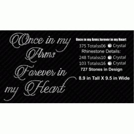 Once in my Arms forever in My Heart Rhinestone Digital EPS SVG