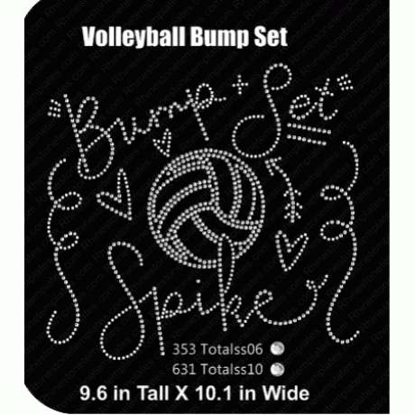 Volleyball Bump Set Rhinestone Template Precut