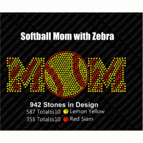Softball Mom Zebra Rhinestone Design EPS SVG