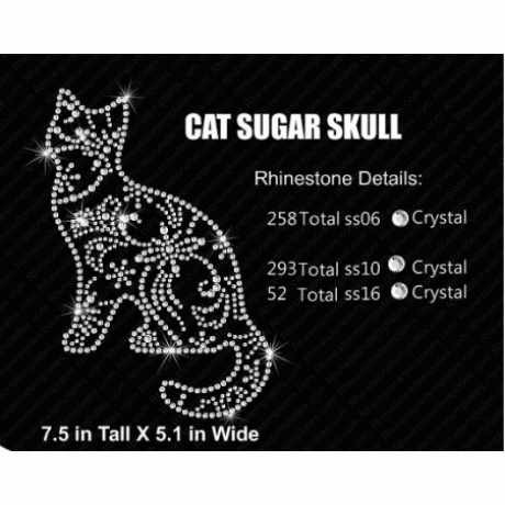 Cat Sugar Skull One Color Rhinestone Download EPS SVG Cat Sugar Skull One Color Rhinestone Download EPS SVG
