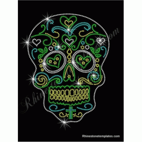 Skull Heart Eyes Multi Rhinestone Download EPS SVG
