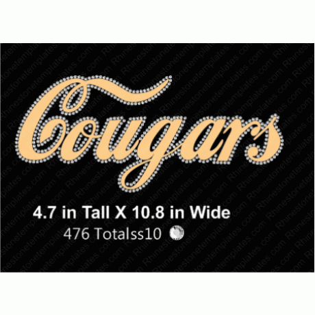 Cougars Sports VS Rhinestone Glitter Transfer