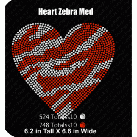 Heart Zebra Med Rhinestone Design Download EPS SVG
