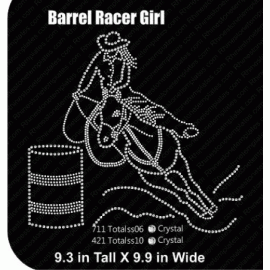 Barrel Racer Girl One Color Rhinestone Template