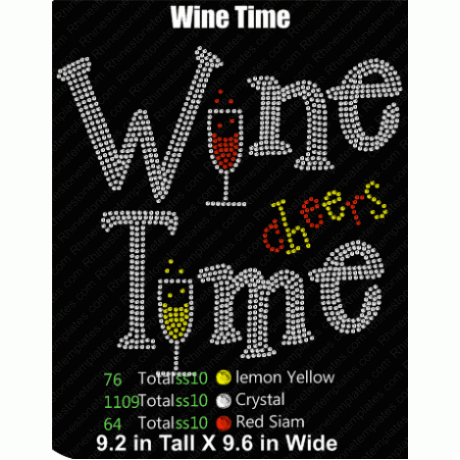 Wine Time Design Rhinestone EPS SVG