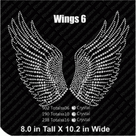 Wing 6 Rhinestone Design EPS SVG